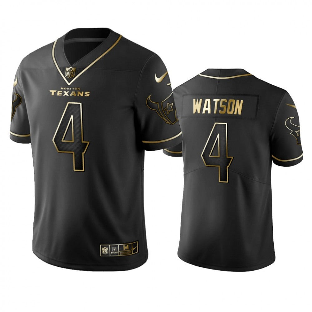 Men's Houston Texans #4 Deshaun Watson Black 2019 Golden Edition Limited Stitched NFL Jersey 