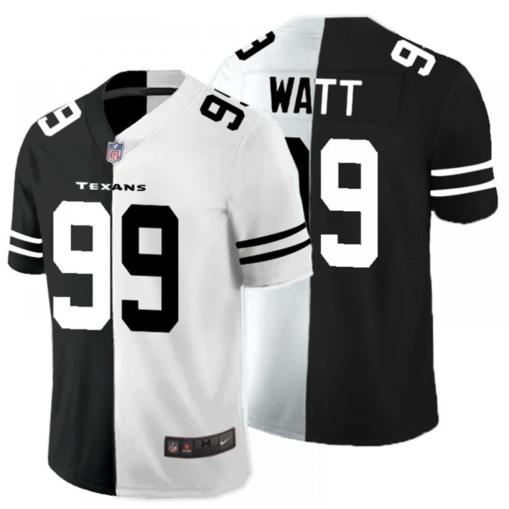 Men's Houston Texans #99 J.J. Watt Black & White Split Limited Stitched Jersey 