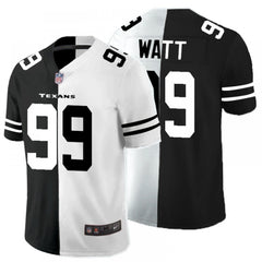 Men's Houston Texans #99 J.J. Watt Black & White Split Limited Stitched Jersey 
