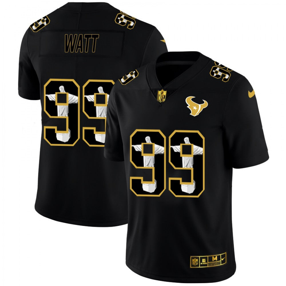 Men's Houston Texans #99 J.J. Watt 2020 Black Jesus Faith Edition Limited Stitched Jersey 