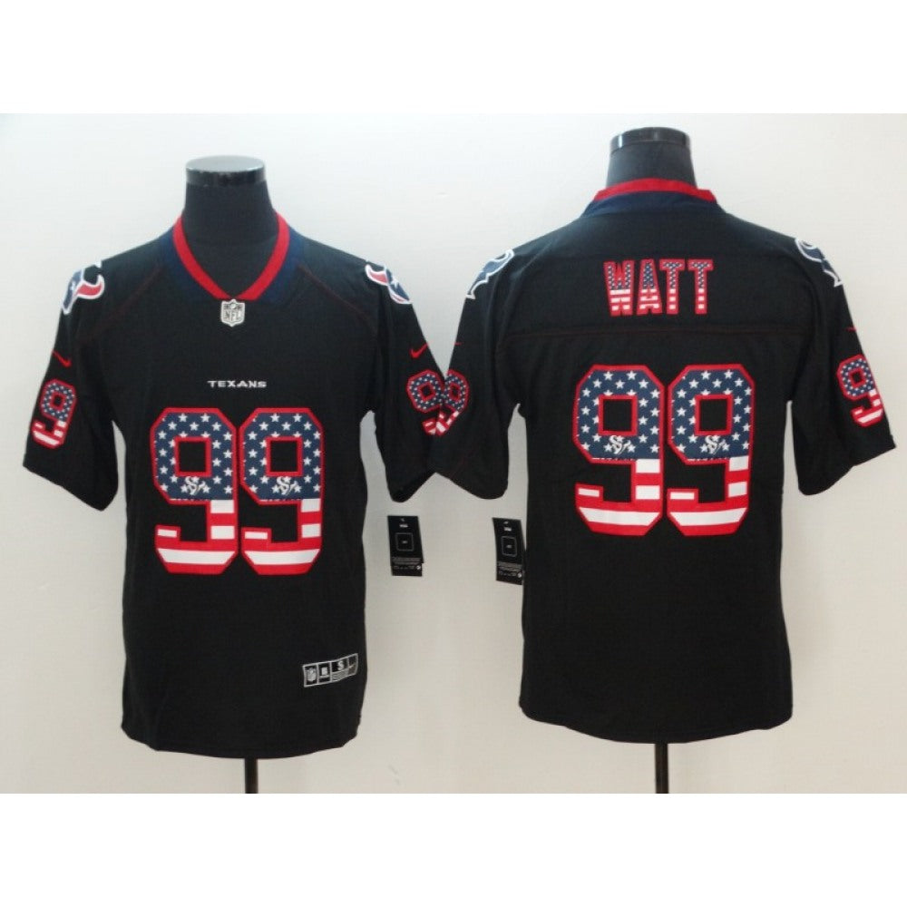 Men's Houston Texans #99 J.J. Watt Black 2018 USA Flag Color Rush Limited Fashion NFL Stitched Jersey 