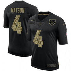 Men's Houston Texans #4 Deshaun Watson 2020 Black Camo Salute To Service Limited Stitched Jersey 