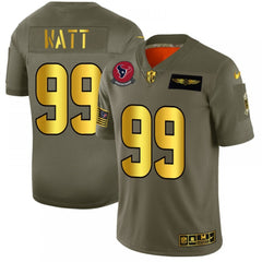 Men's Houston Texans #99 J.J. Watt Black 2019 Olive/Gold Salute To Service Limited Stitched NFL Jersey 