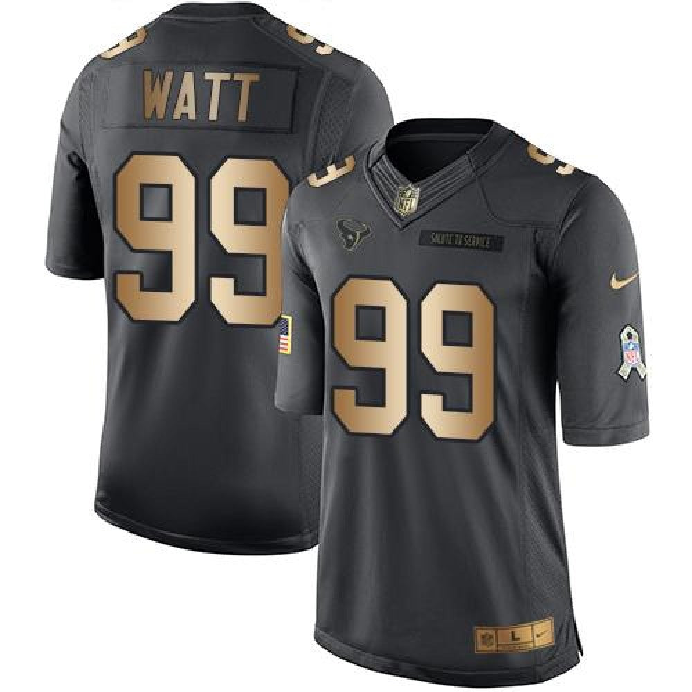 Texans #99 J.J. Watt Black Men's Stitched NFL Limited Gold Salute To Service Jersey 