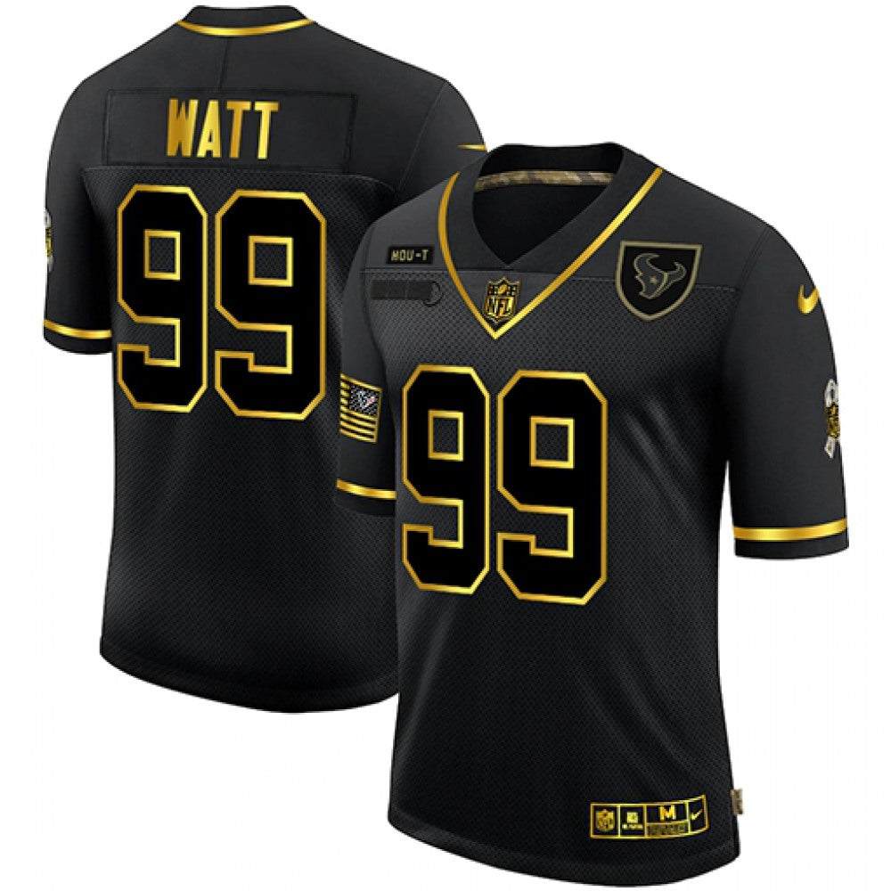 Men's Houston Texans #99 J.J. Watt 2020 Black/Gold Salute To Service Limited Stitched Jersey 