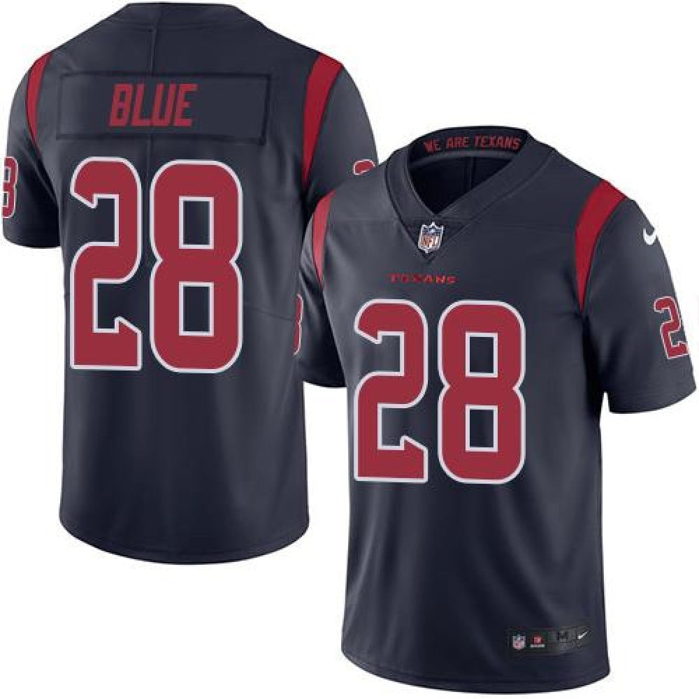 Texans #28 Alfred Blue Navy Blue Men's Stitched NFL Limited Rush Jersey 