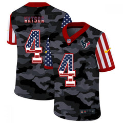 Men's Houston Texans #4 Deshaun Watson 2020 Camo USA Flag Limited Stitched Jersey 