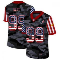 Men's Houston Texans #99 J.J. Watt 2020 Camo USA Flag Limited Stitched Jersey 