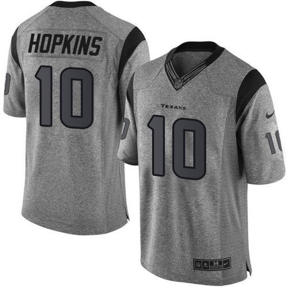 Texans #10 DeAndre Hopkins Gray Men's Stitched NFL Limited Gridiron Gray Jersey 
