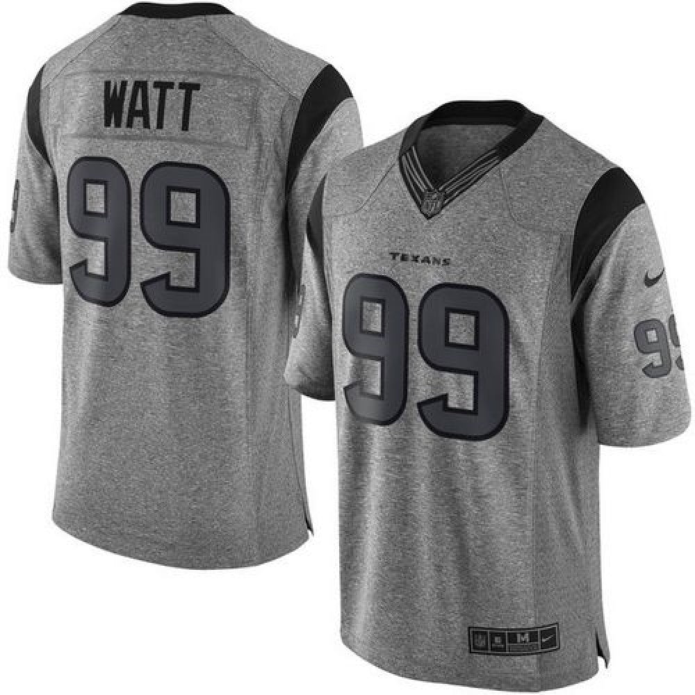 Texans #99 J.J. Watt Gray Men's Stitched NFL Limited Gridiron Gray Jersey 