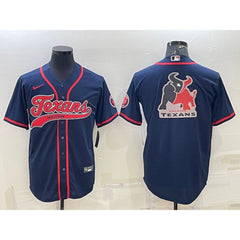 Men's Houston Texans Navy Team Big Logo With Patch Cool Base Stitched Baseball Jersey 