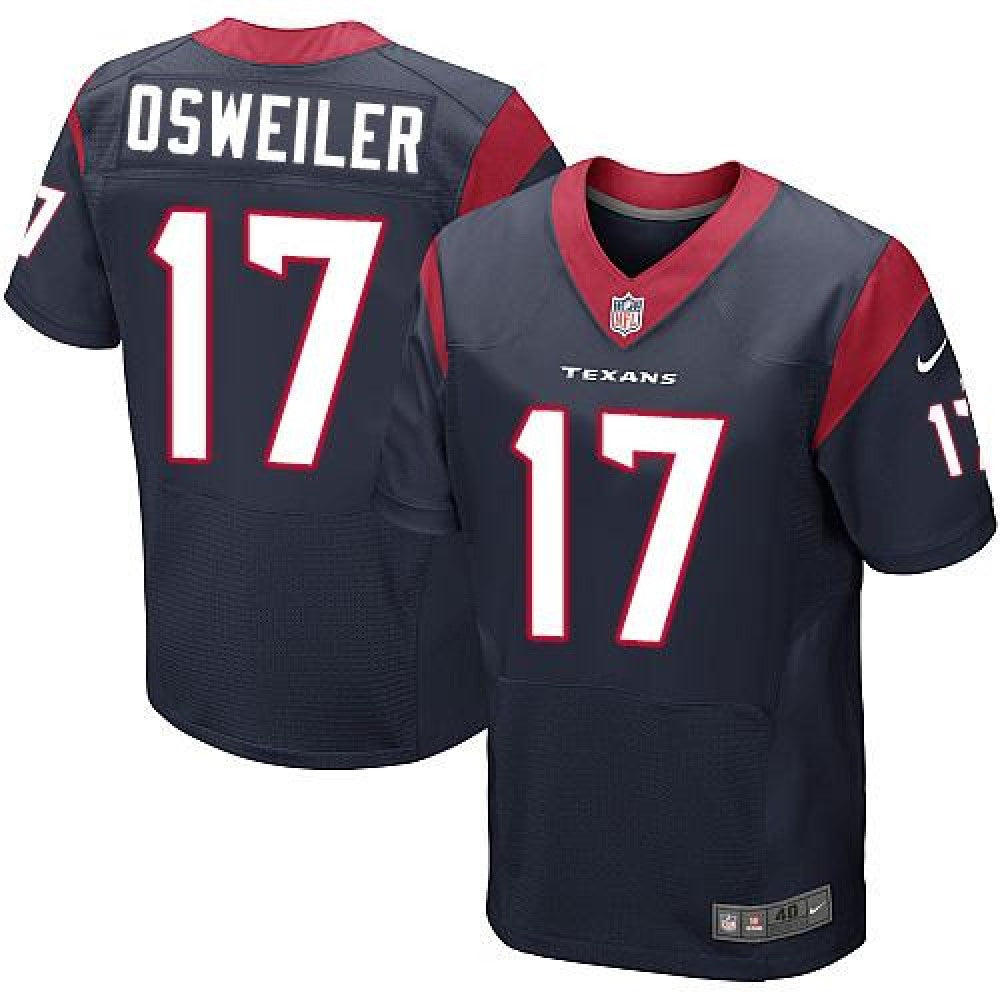 Texans #17 Brock Osweiler Navy Blue Team Color Men's Stitched NFL Elite Jersey 