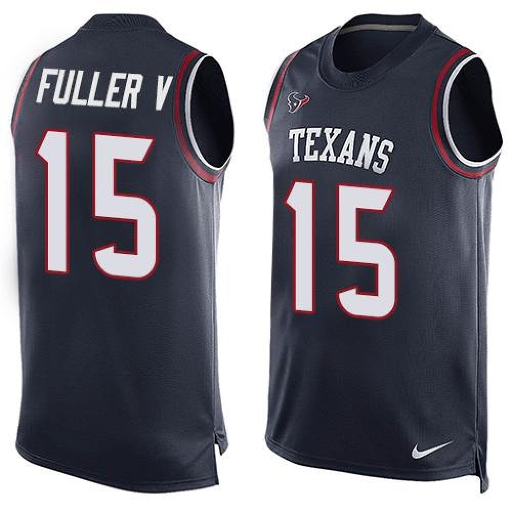 Texans #15 Will Fuller V Navy Blue Team Color Men's Stitched NFL Limited Tank Top Jersey 