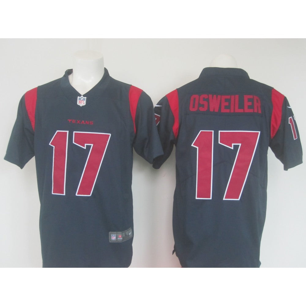 Men's Texans #17 Brock Osweiler Navy Limited Rush Stitched NFL Jersey 