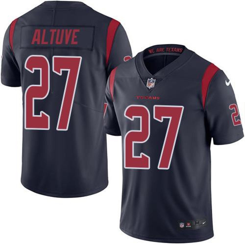 Texans #27 Jose Altuve Navy Blue Men's Stitched NFL Limited Rush Jersey 