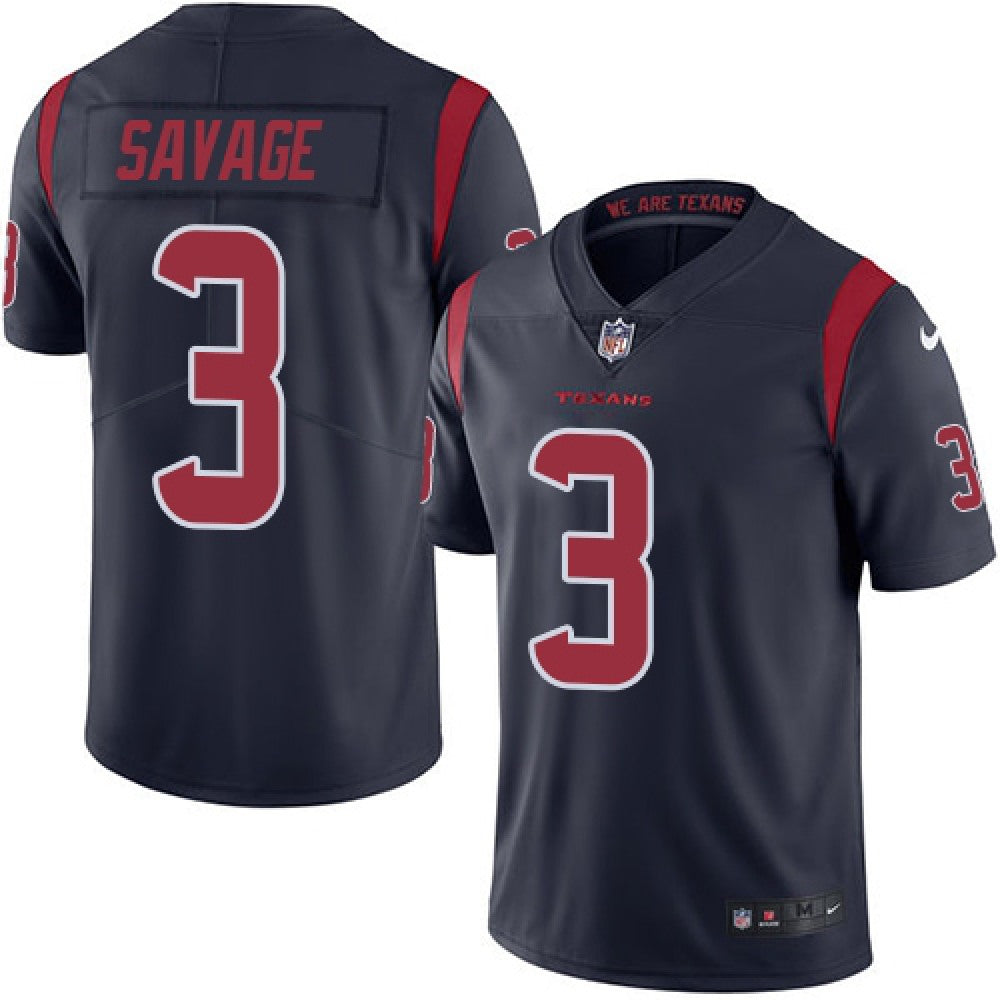Texans #3 Tom Savage Navy Blue Men's Stitched NFL Limited Rush Jersey 