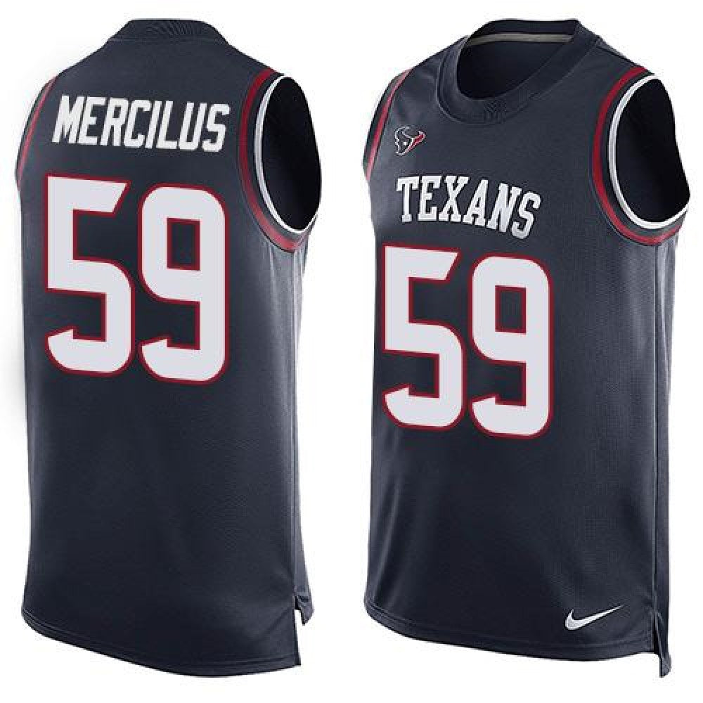 Texans #59 Whitney Mercilus Navy Blue Team Color Men's Stitched NFL Limited Tank Top Jersey 