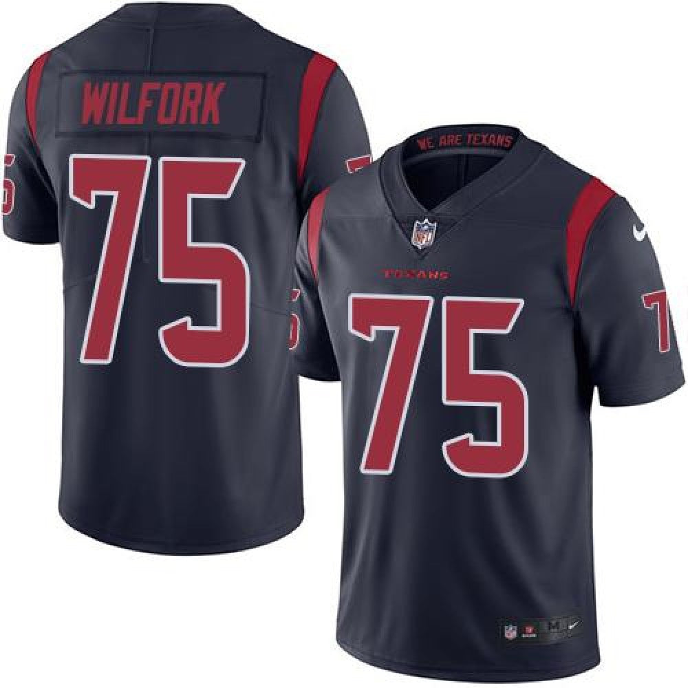Texans #75 Vince Wilfork Navy Blue Men's Stitched NFL Limited Rush Jersey 