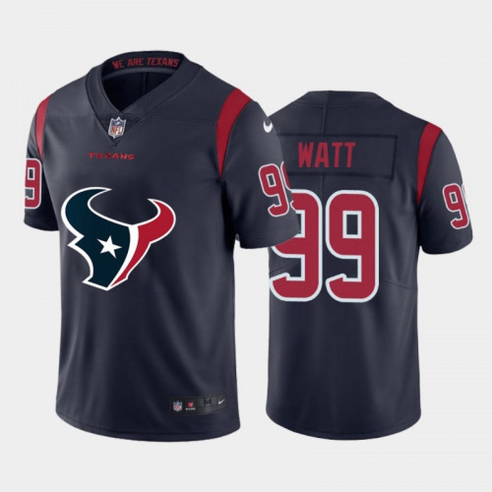 Men's Houston Texans #99 J.J. Watt Navy 2020 Team Big Logo Limited Stitched Jersey 