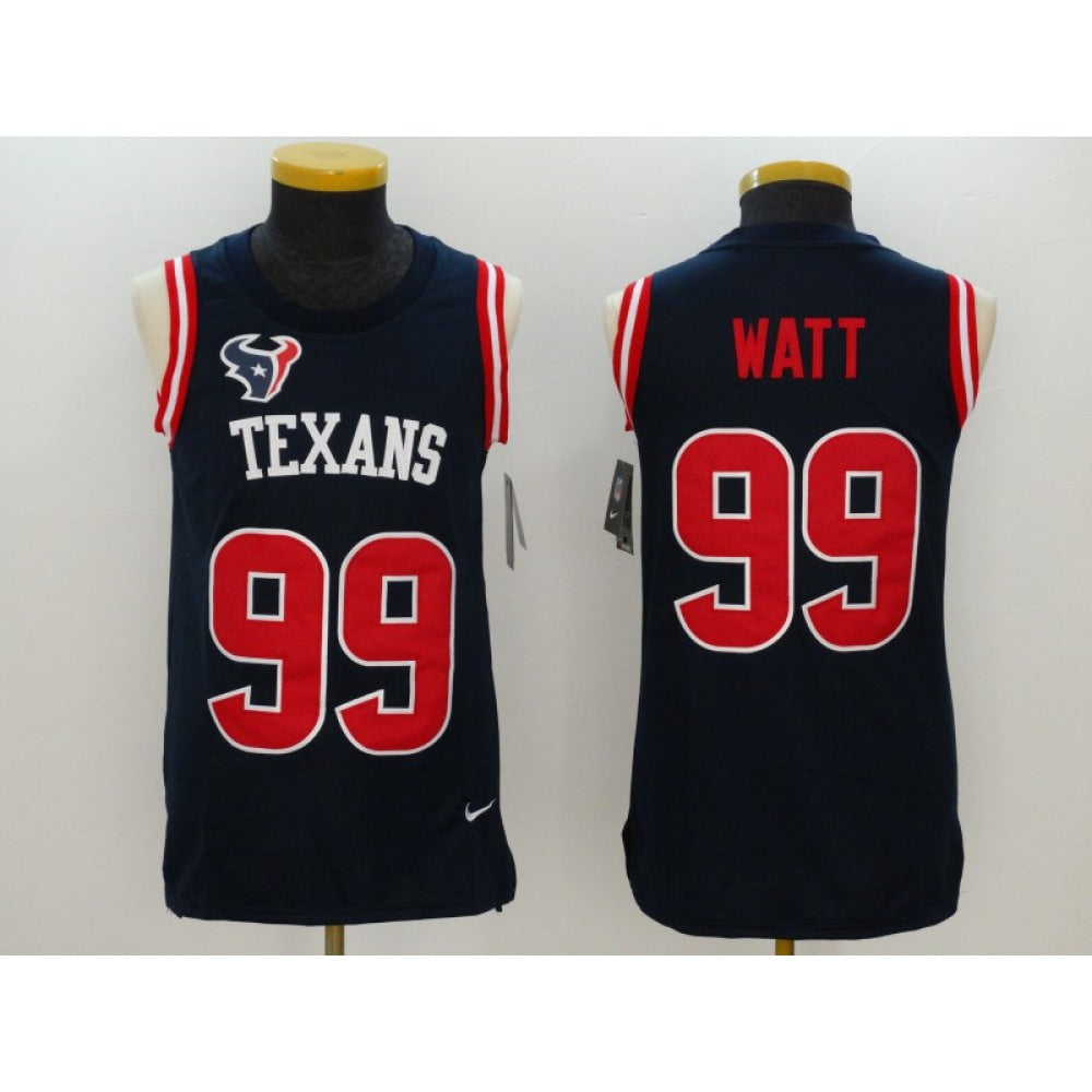 Men's Houston Texans #99 J.J. Watt Navy Blue Team Color Stitched NFL Limited Rush Tank Top Jersey 