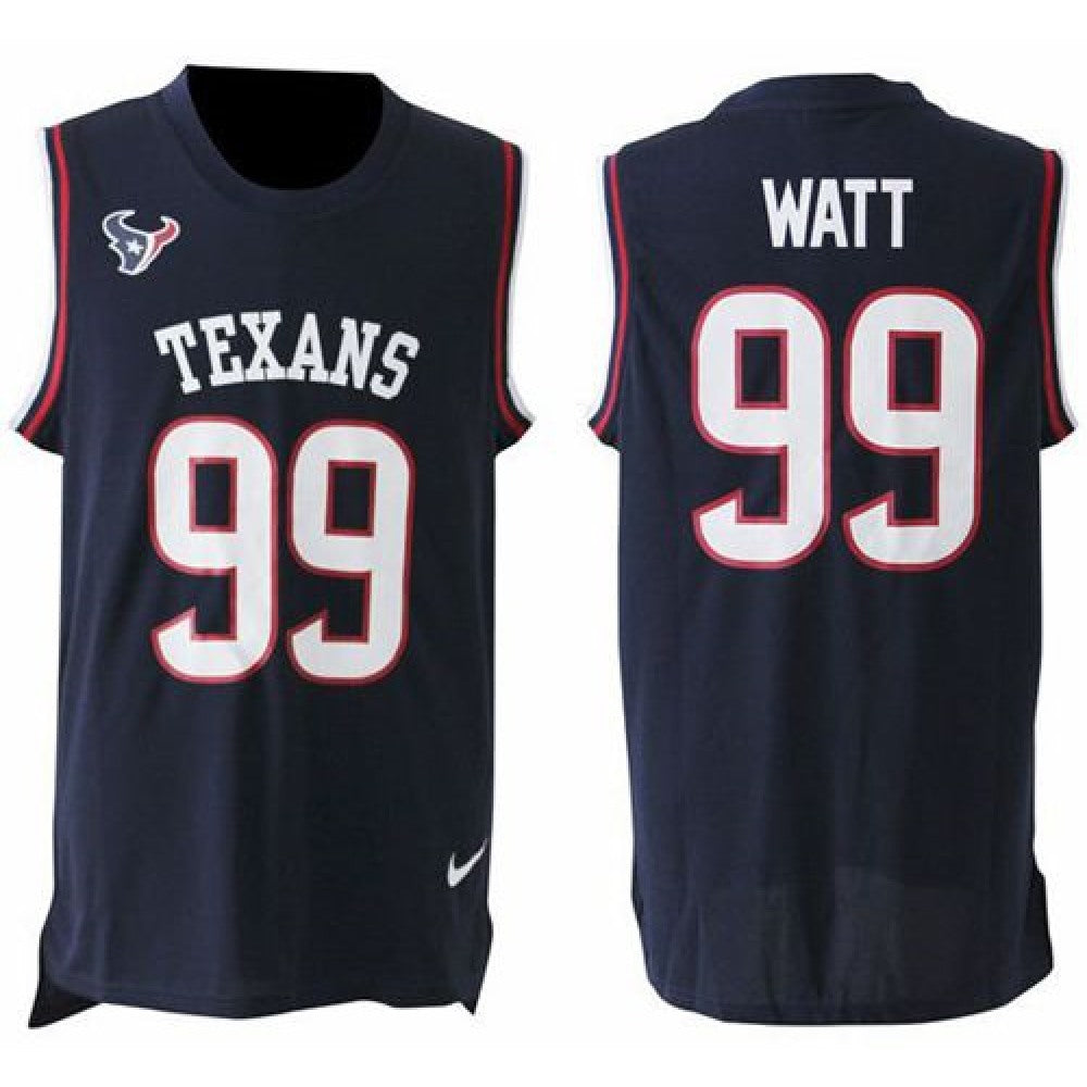 Texans #99 J.J. Watt Navy Blue Team Color Men's Stitched NFL Limited Tank Top Jersey 