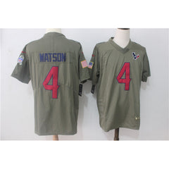 Men's Houston Texans #4 Deshaun Watson Olive Salute To Service Limited Stitched NFL Jersey 