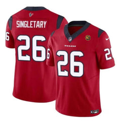Men's Houston Texans #26 Devin Singletary Red 2023 F.U.S.E. With John Madden Patch Vapor Limited Stitched Football Jersey 