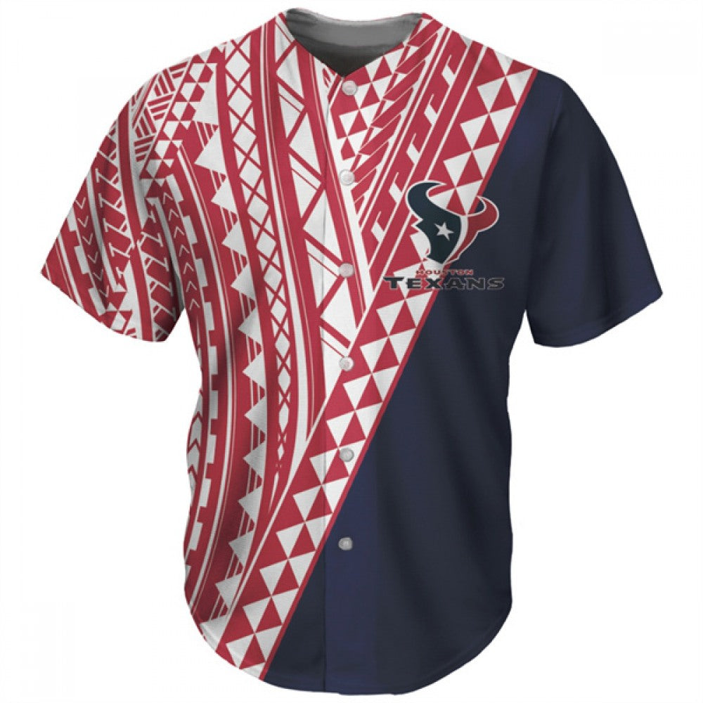 Men's Houston Texans Red/Navy Baseball Jersey 
