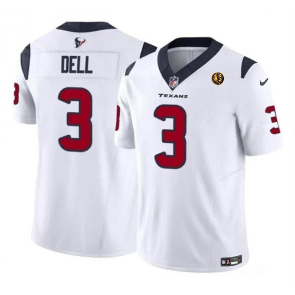 Men's Houston Texans #3 Tank Dell White 2023 F.U.S.E. With John Madden Patch Vapor Limited Stitched Football Jersey 