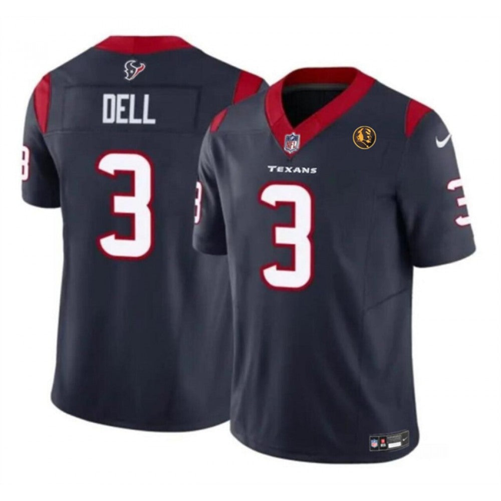 Men's Houston Texans #3 Tank Dell Navy 2023 F.U.S.E. With John Madden Patch Vapor Limited Stitched Football Jersey 