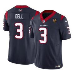 Men's Houston Texans #3 Tank Dell Navy 2023 F.U.S.E. With John Madden Patch Vapor Limited Stitched Football Jersey 