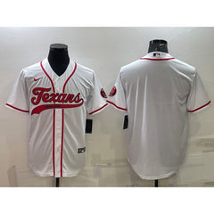 Men's Houston Texans Blank White With Patch Cool Base Stitched Baseball Jersey 