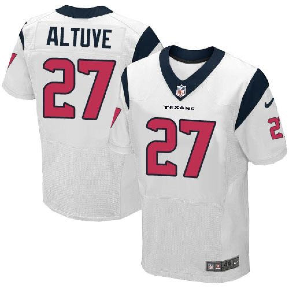 Texans #27 Jose Altuve White Men's Stitched NFL Elite Jersey 
