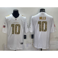 Men's Houston Texans #10 Davis Mills White/Camo Salute To Service Limited Stitched Jersey 