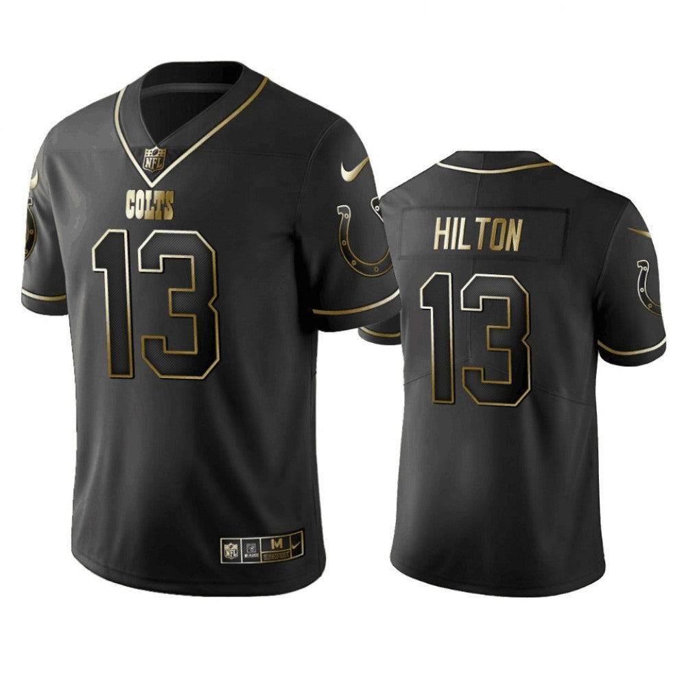Men's Indianapolis Colts #13 T.Y. Hilton 2019 Black Gold Edition Stitched NFL Jersey 