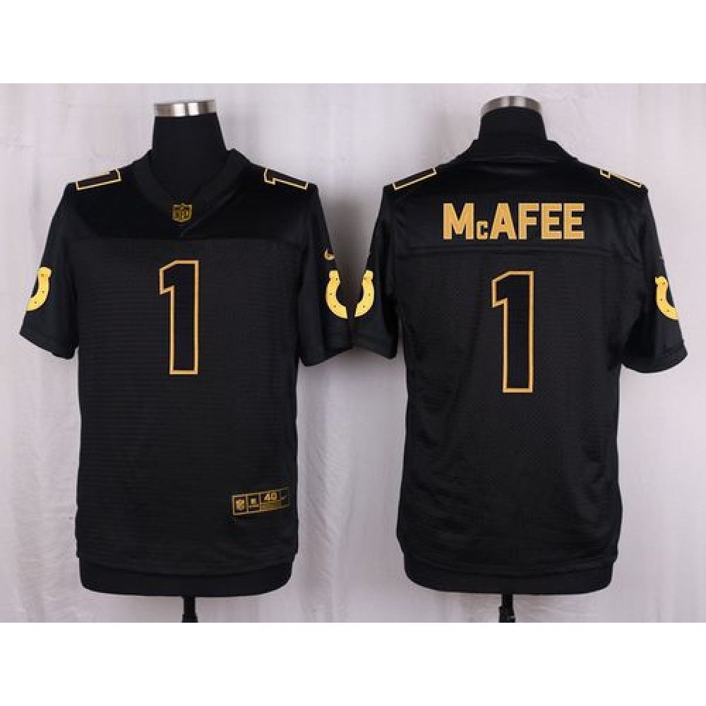 Colts #1 Pat McAfee Black Men's Stitched NFL Elite Pro Line Gold Collection Jersey 