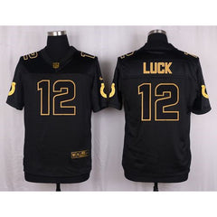 Colts #12 Andrew Luck Black Men's Stitched NFL Elite Pro Line Gold Collection Jersey 