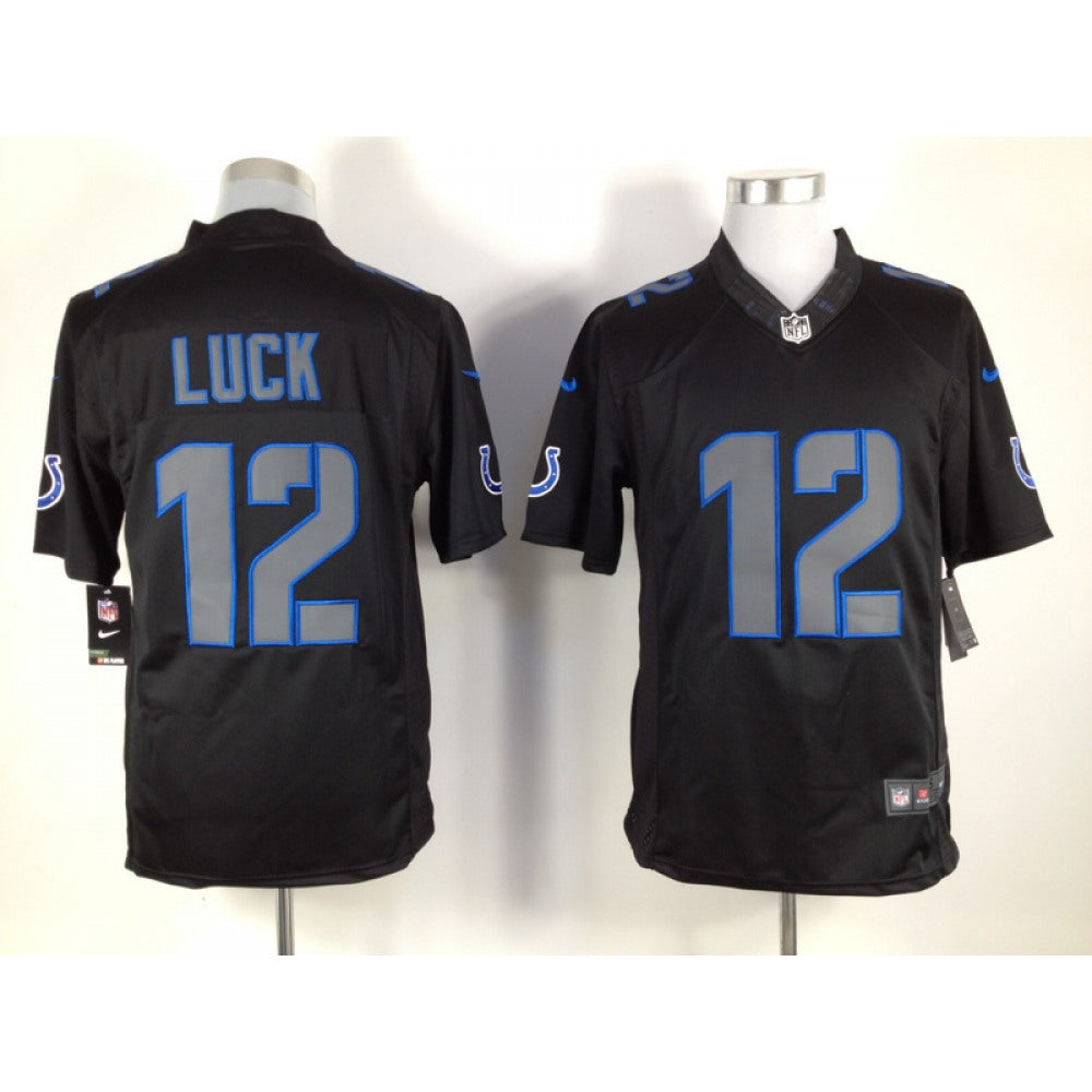 Men's Indianapolis Colts #12 Andrew Luck Black Impact Limited Stitched NFL Jersey 