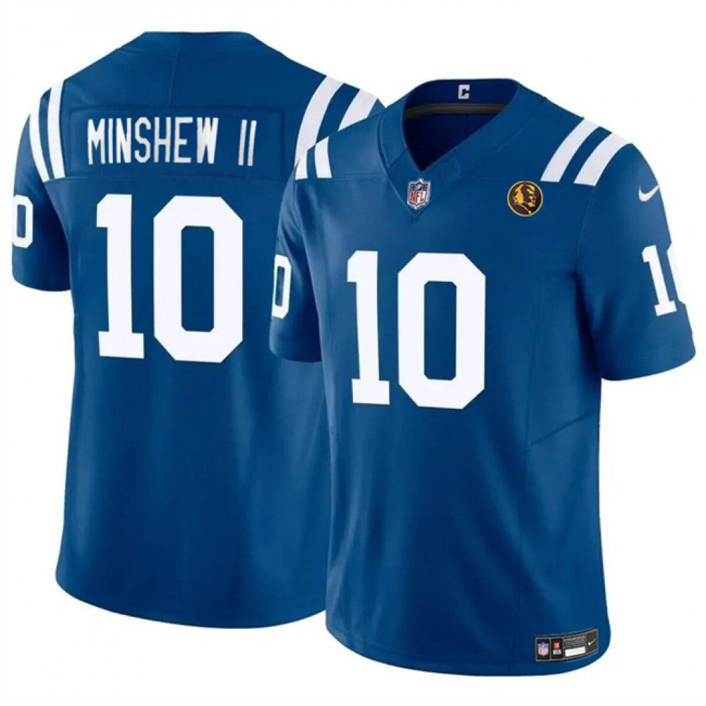 Men's Indianapolis Colts #10 Gardner Minshew Blue 2023 F.U.S.E. With John Madden Patch Vapor Limited Stitched Football Jersey 