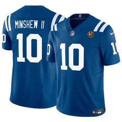 Men's Indianapolis Colts #10 Gardner Minshew Blue 2023 F.U.S.E. With John Madden Patch Vapor Limited Stitched Football Jersey 