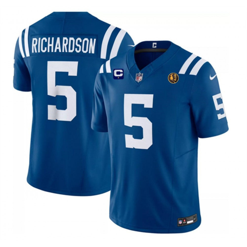 Men's Indianapolis Colts #5 Anthony Richardson Blue 2023 F.U.S.E. 1-star C Patch And With John Madden Patch Vapor Limited Stitched Football Jersey 