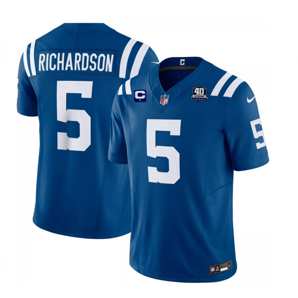 Men's Indianapolis Colts #5 Anthony Richardson Blue 2023 F.U.S.E. 40th Anniversary With 1-Star C Patch Vapor Untouchable Limited Stitched Football Jersey 