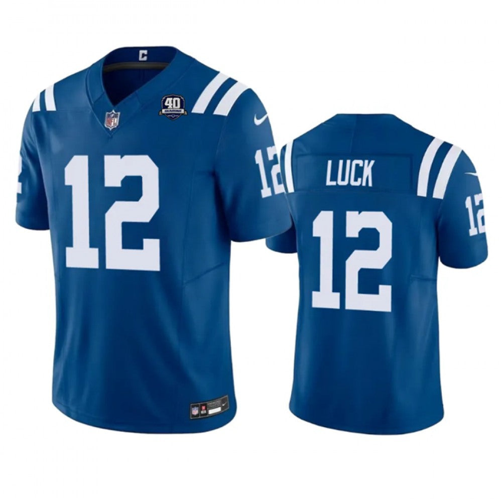 Men's Indianapolis Colts #12 Andrew Luck Blue 2023 F.U.S.E 40th Anniversary Vapor Untouchable Stitched Football Jersey 