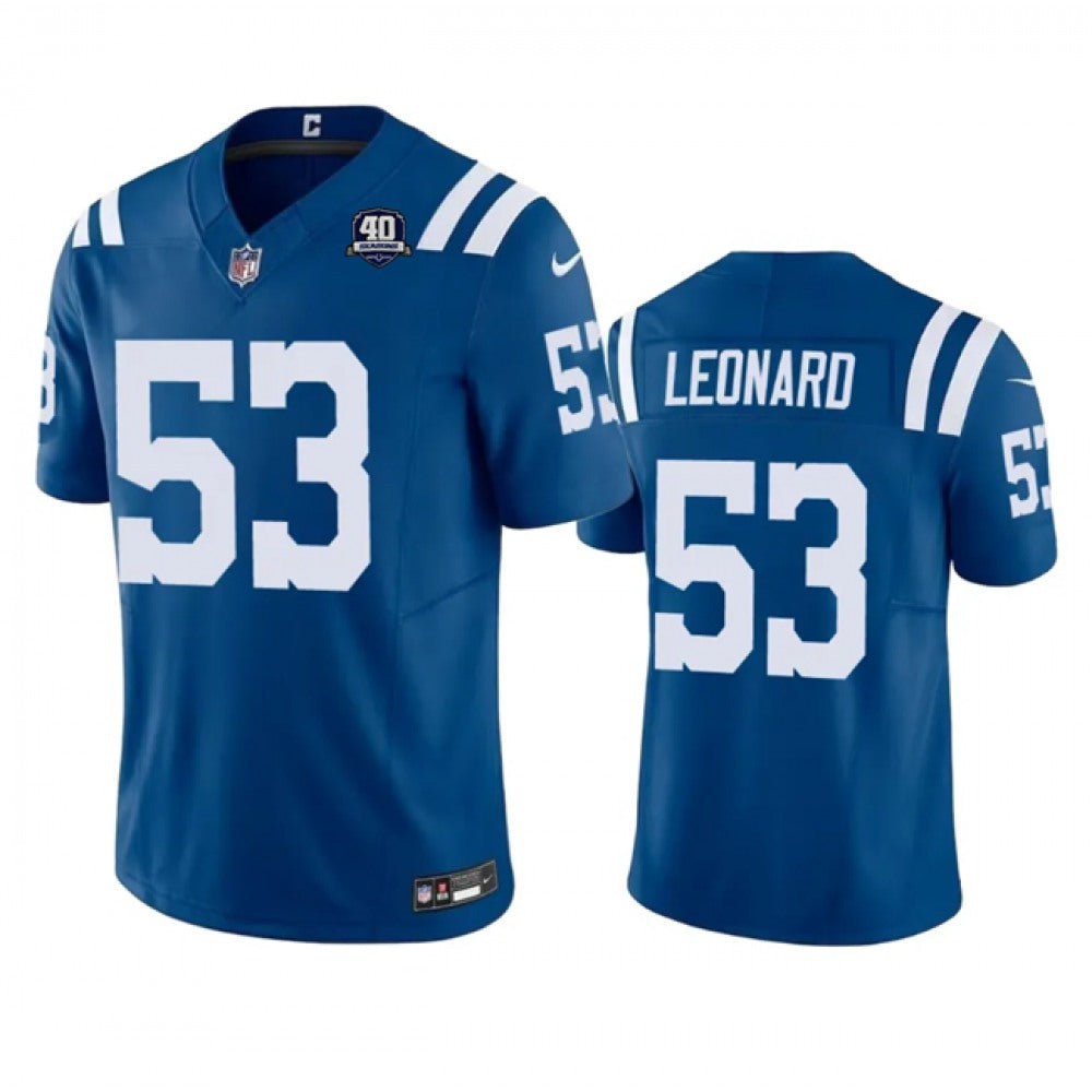 Men's Indianapolis Colts #53 Shaquille Leonard Blue 2023 F.U.S.E 40th Anniversary Vapor Untouchable Stitched Football Jersey 