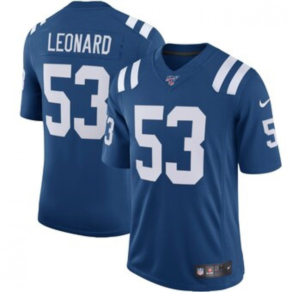Men's Indianapolis Colts #53 Darius Leonard Blue 2019 100th Season Vapor Untouchable Limited Stitched NFL Jersey 