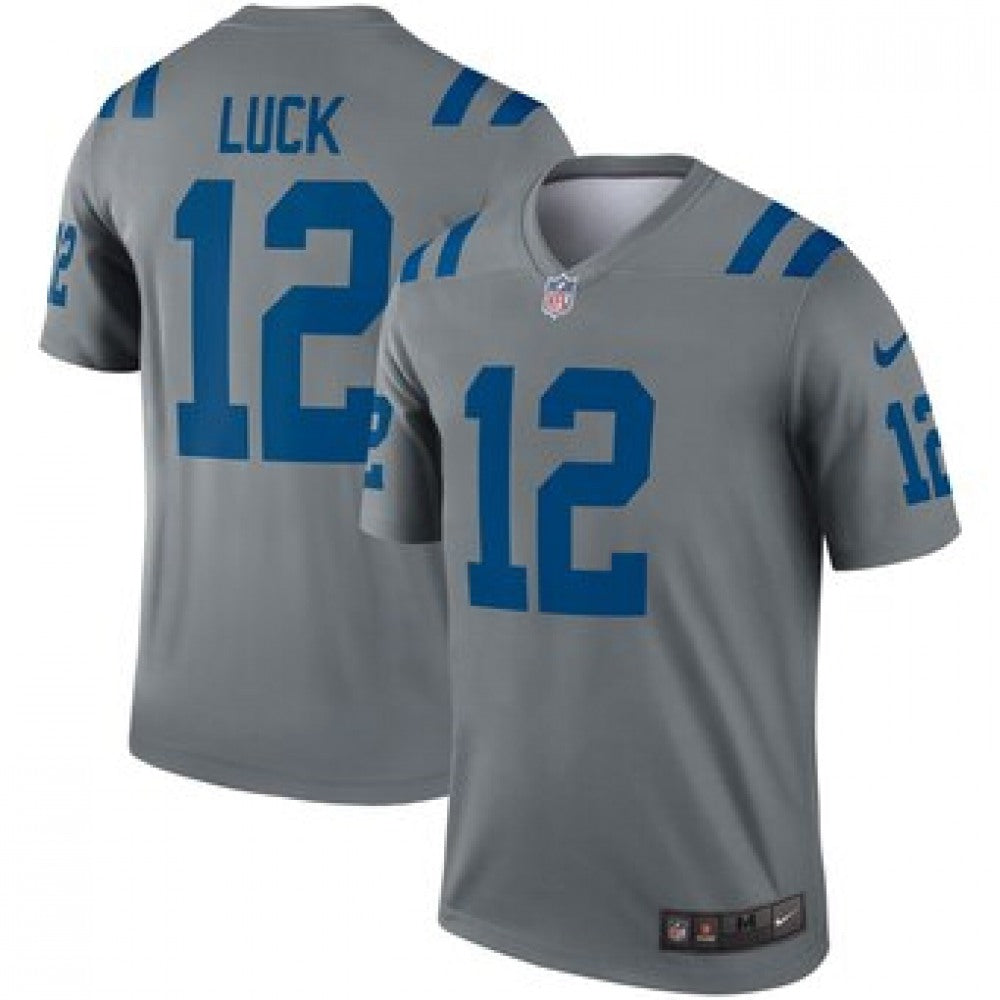 Men's Indianapolis Colts #12 Andrew Luck Gray Inverted Legend Stitched NFL Jersey 