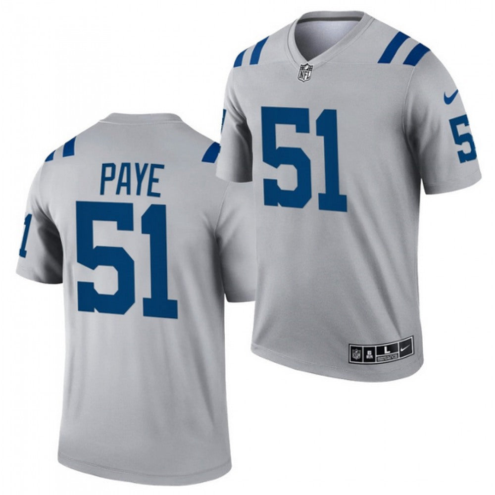 Men's Indianapolis Colts #51 Kwity Paye Gray Inverted Legend Stitched Football Jersey 