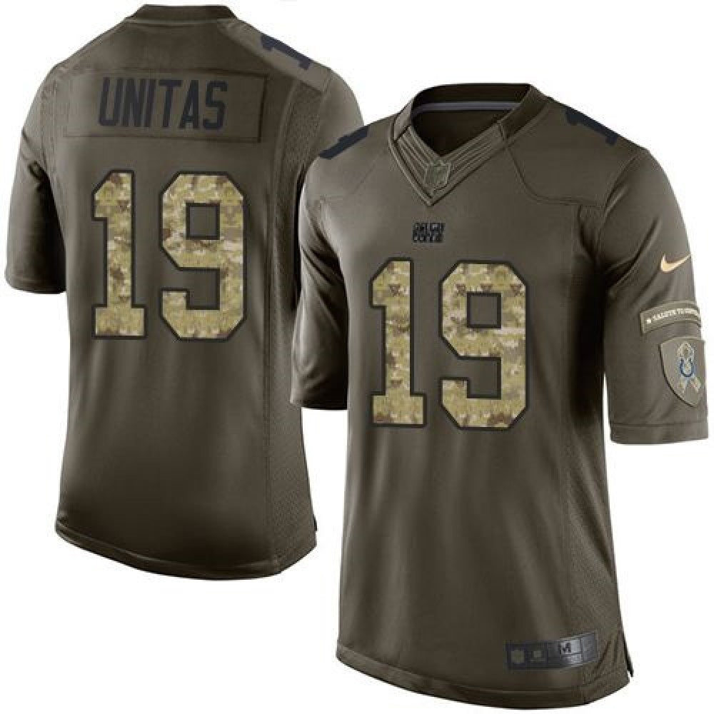 Colts #19 Johnny Unitas Green Men's Stitched NFL Limited Salute To Service Jersey 