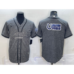 Men's Indianapolis Colts Grey Team Big Logo With Patch Cool Base Stitched Baseball Jersey 