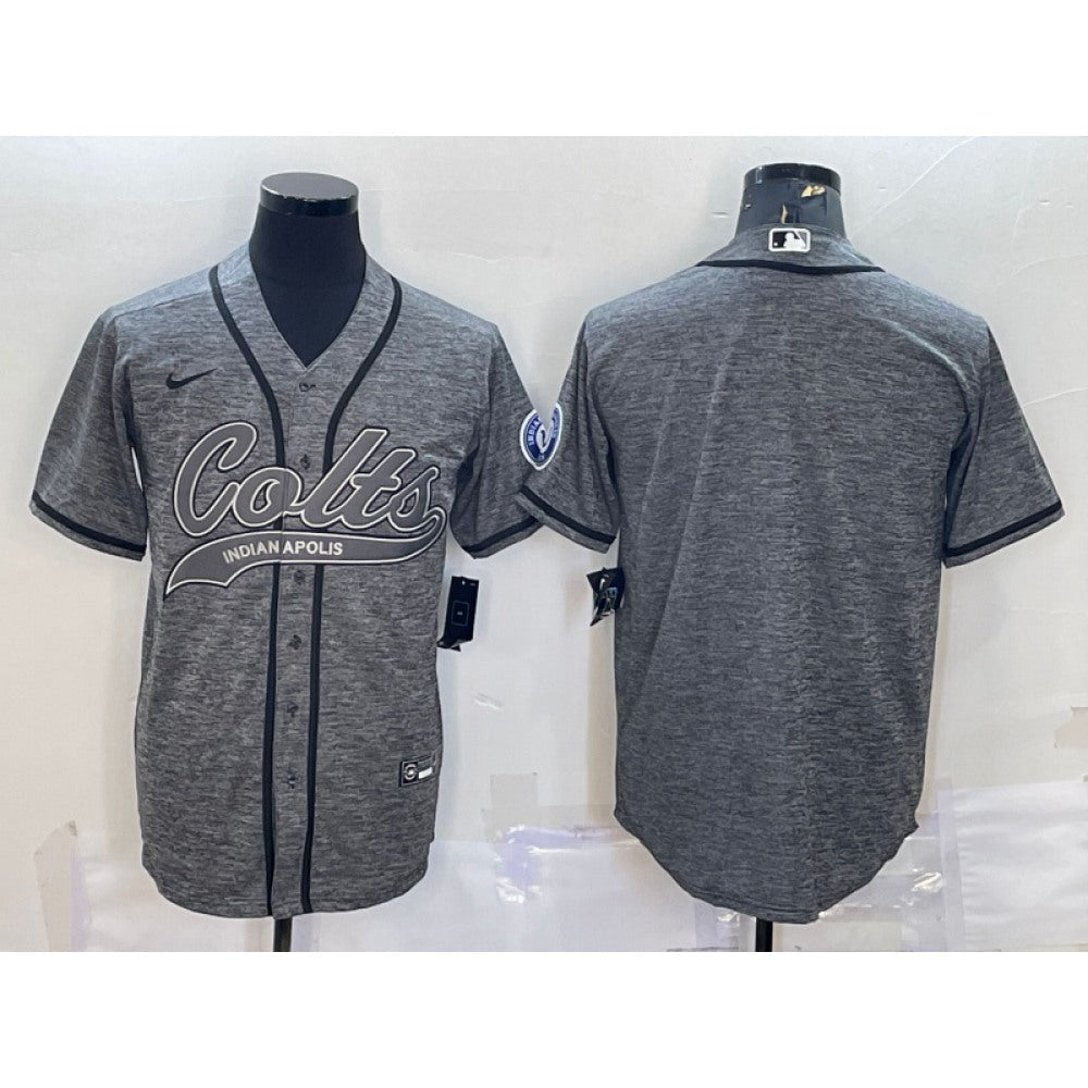 Men's Indianapolis Colts Blank Grey With Patch Cool Base Stitched Baseball Jersey 